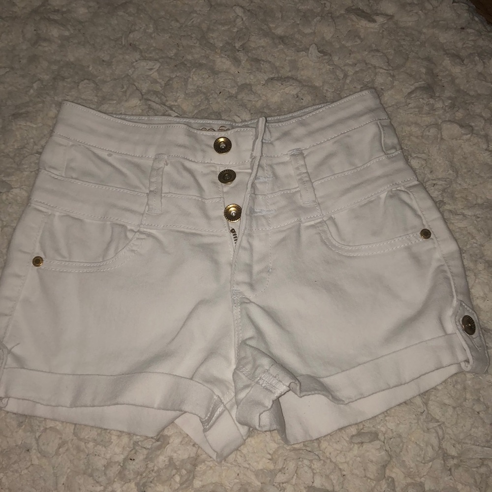 White High Waisted Shorts